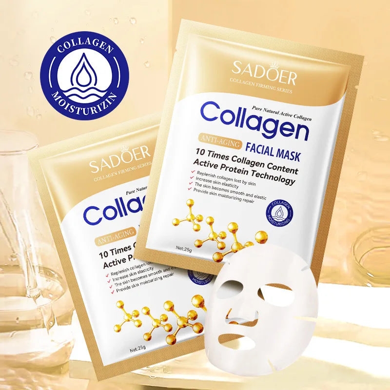 5/10Pcs SADOER Collagen Facial Mask Hydrating Firming Glowing Nourishing