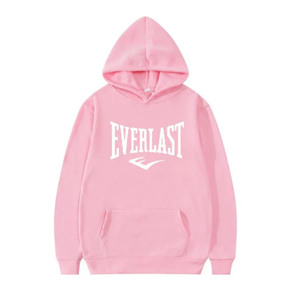 Unisex Everlast Logo Hoodie Gray Casual Sport Style