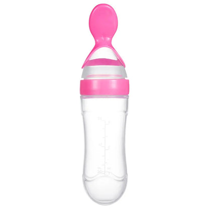 Baby Feeding Bottle With Spoon 90ml Silicone Newborn Infant Squeeze Spoon