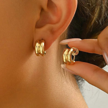 Vintage Metal Twisted Round Ear Clip Earrings for Women 2026