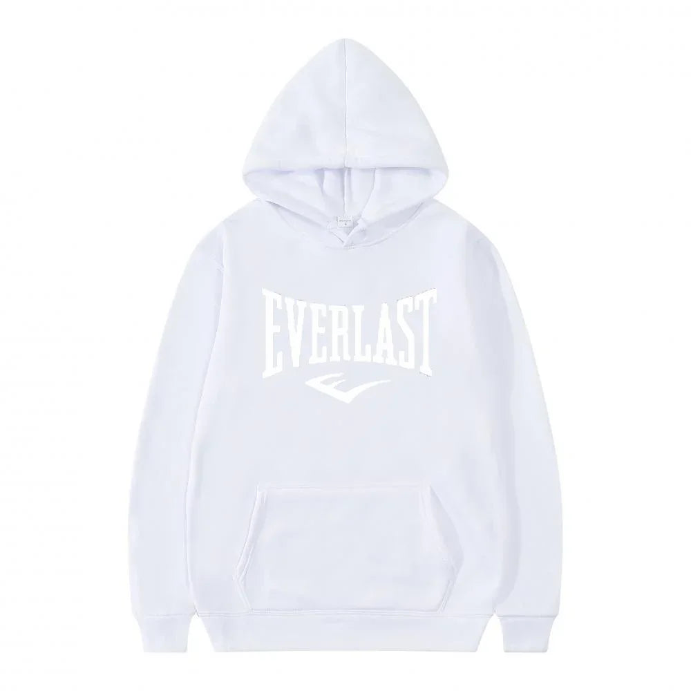 Unisex Everlast Logo Hoodie Gray Casual Sport Style