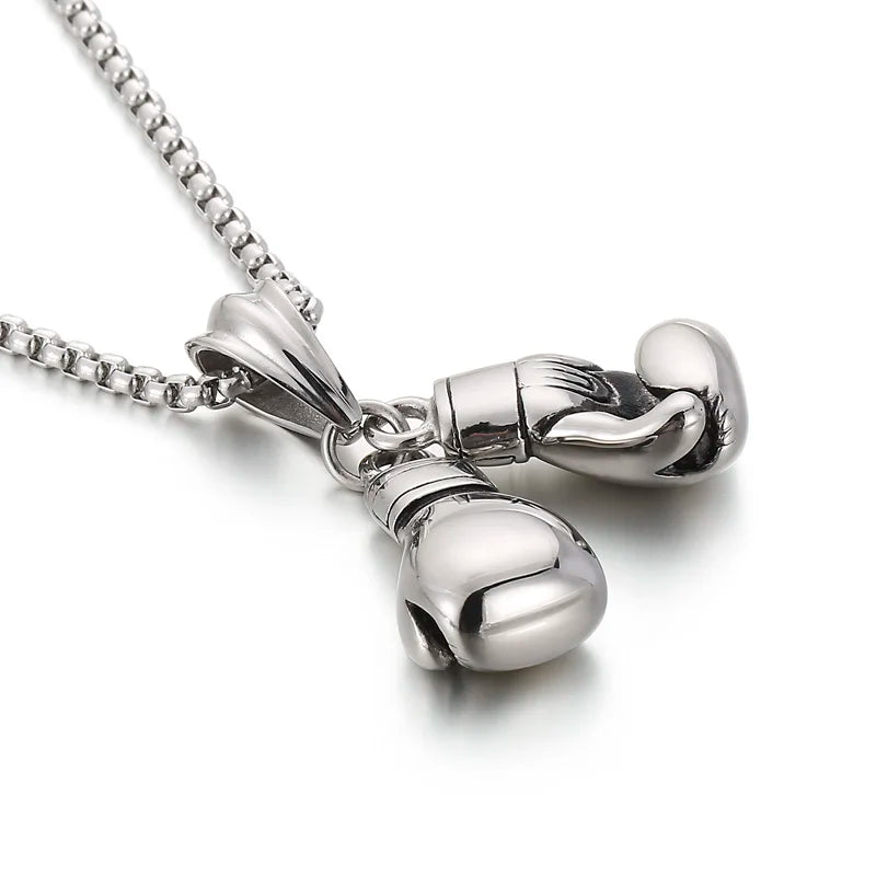 Boxing Glove Pendant Necklace - 304 Stainless Steel -
