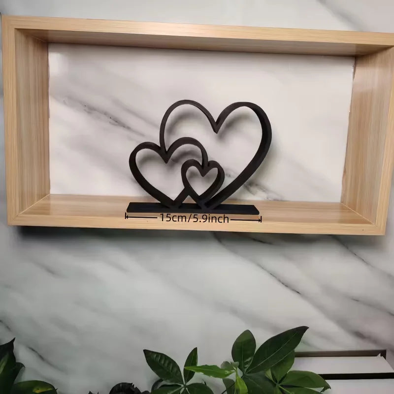 Heart-to-Heart Statue - Black & White Love Ornament, Desk & Bookshelf Decor,