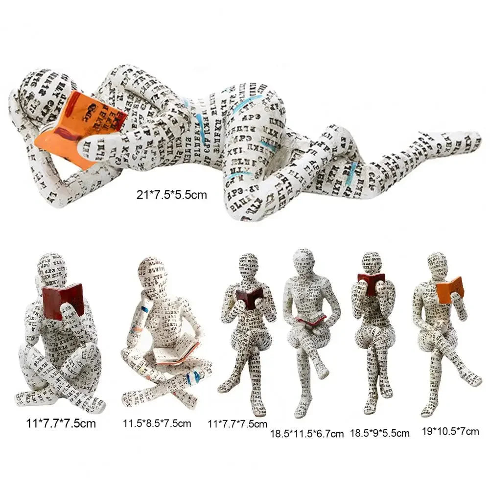 Nordic Modern Reading Woman Statue Nordic Art Thinker Resin Statue