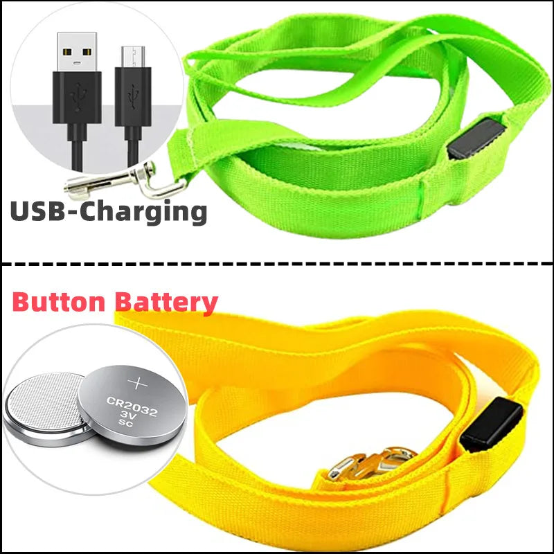 Led Pet Dog Leash Rope With Light Luminous  Lead Leash USB Charging