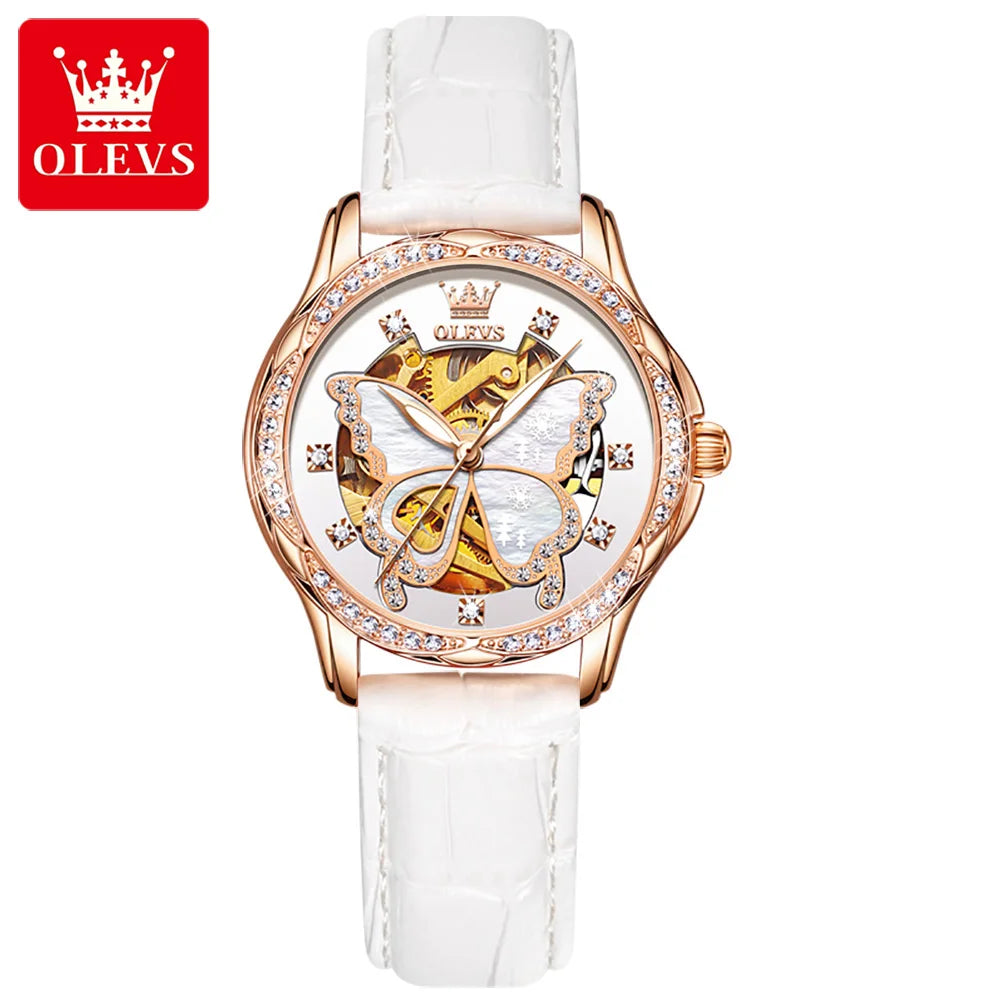 OLEVS 6622 Automatic Watch for Women Fashion Hollow Butterfly Diamond
