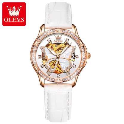 OLEVS 6622 Automatic Watch for Women Fashion Hollow Butterfly Diamond