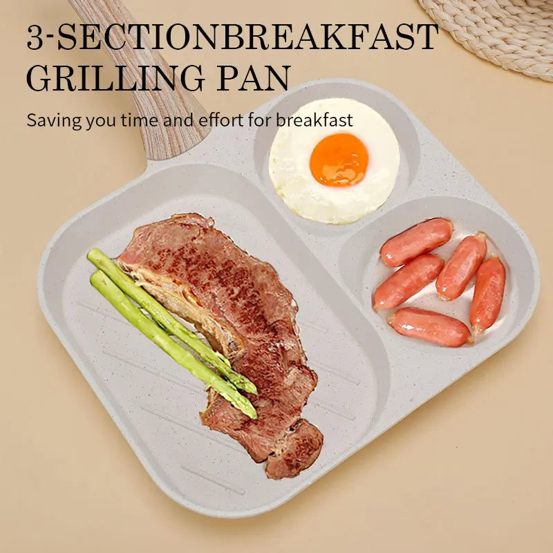 Large 3-In-1 Divided Breakfast Frying Pan Nonstick