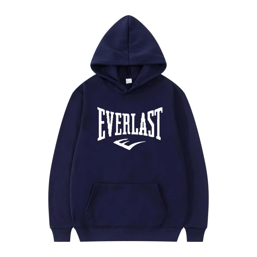 Unisex Everlast Logo Hoodie Gray Casual Sport Style