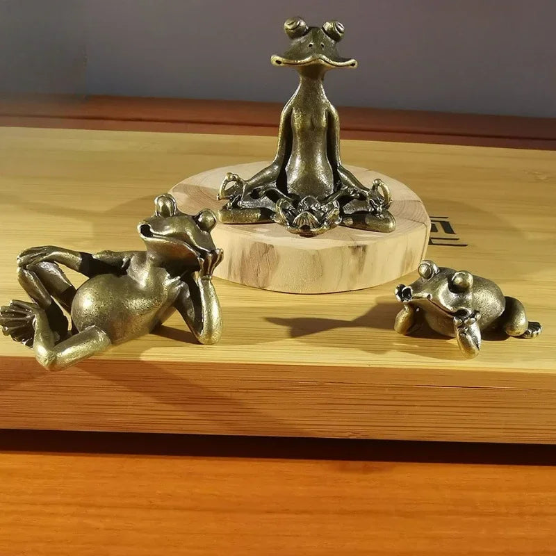 Funny Retro Bronze Frog Ornament Desk Tea Pet Indoor Aromatherapy
