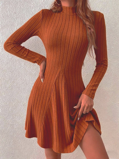 Women's slim fit half high collar waist cinched