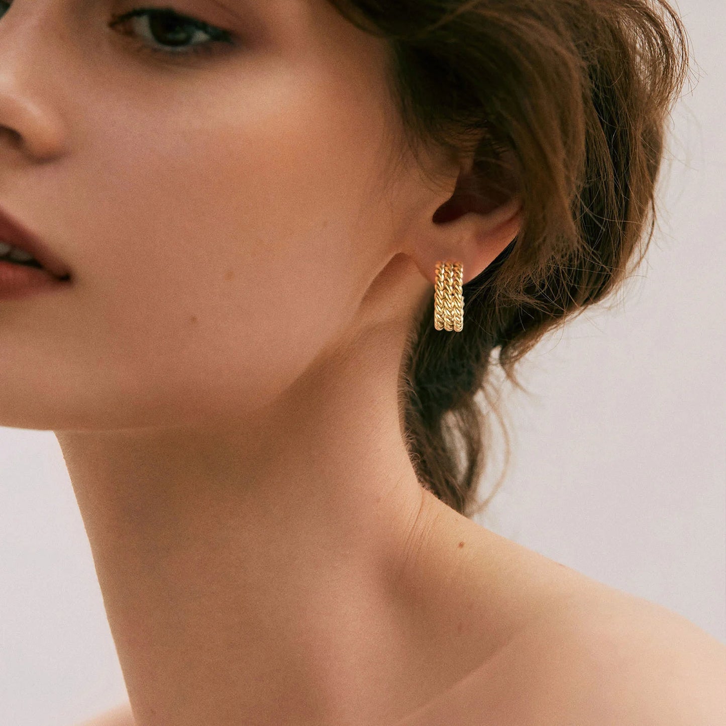 Triple Hoop Earring For Women, Rope Twist Open Hoops,