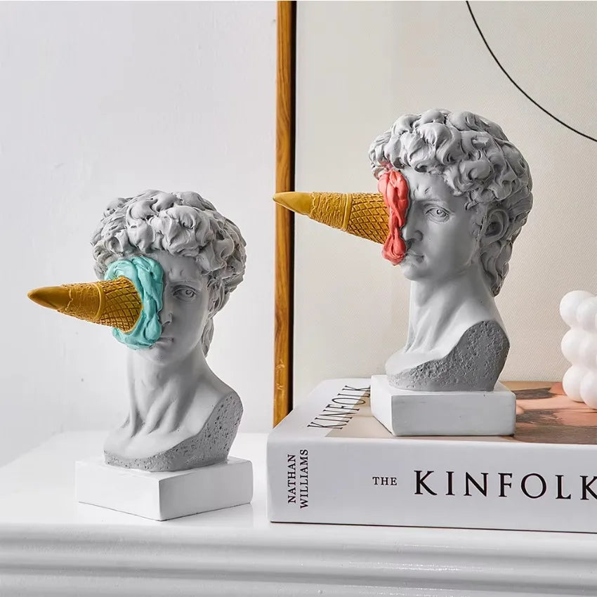Sculpture Office Bookshelf Desktop Cream David Figurine Home Decor