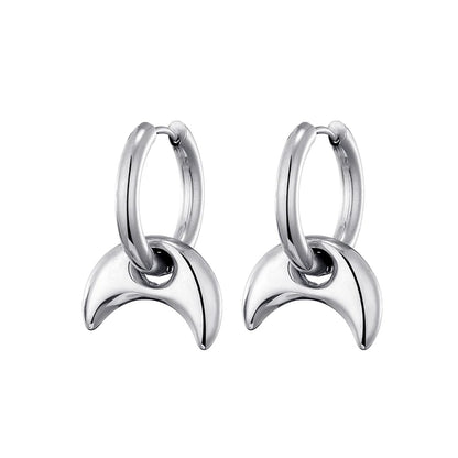 Classic Stainless Steel Heart Star Hoop Earrings For Women