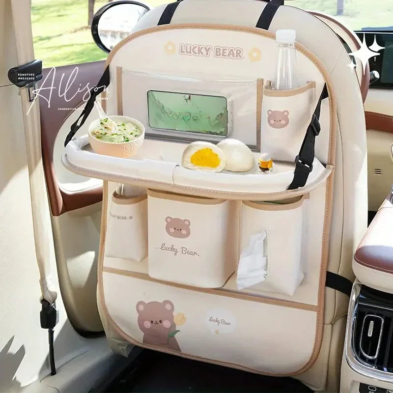 Car Seat Back Organizer - Rear Hanging Storage Bag, Backseat Table Tray