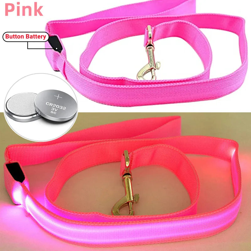 Led Pet Dog Leash Rope With Light Luminous  Lead Leash USB Charging