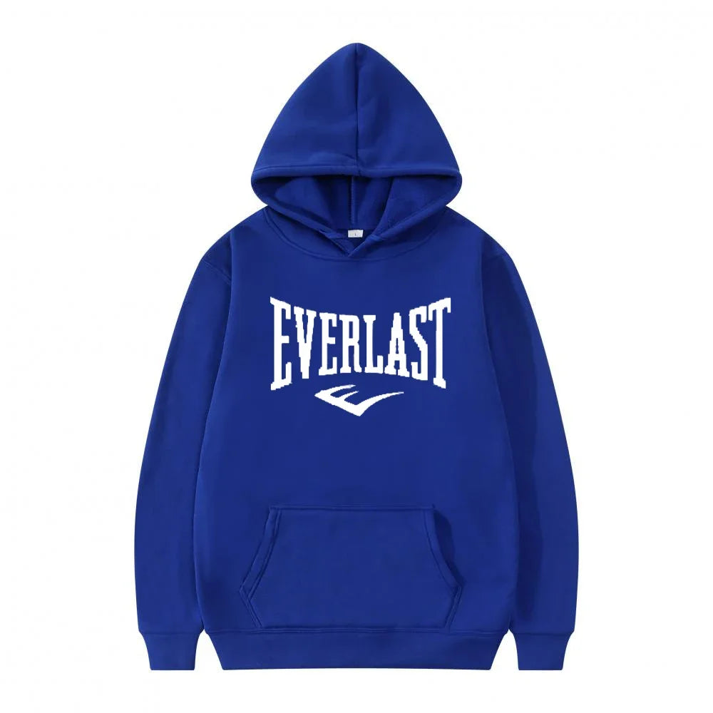 Unisex Everlast Logo Hoodie Gray Casual Sport Style
