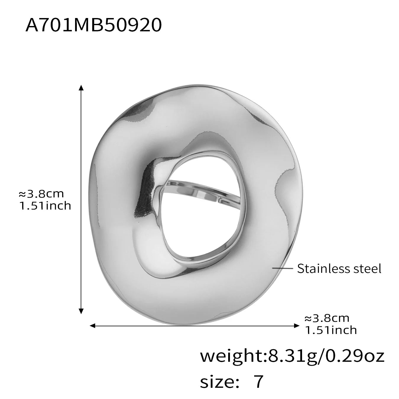 Minimalist Irregular Circle Design Chunky Ring In Stainless Steel 18K