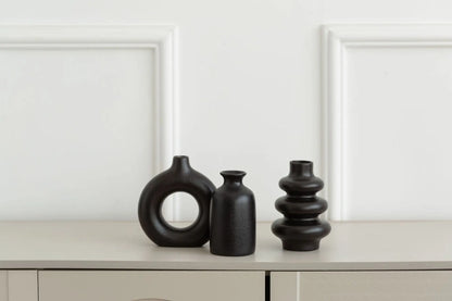 Set of 3 White Ceramic Bohemian Vase Set, Creative home decoration