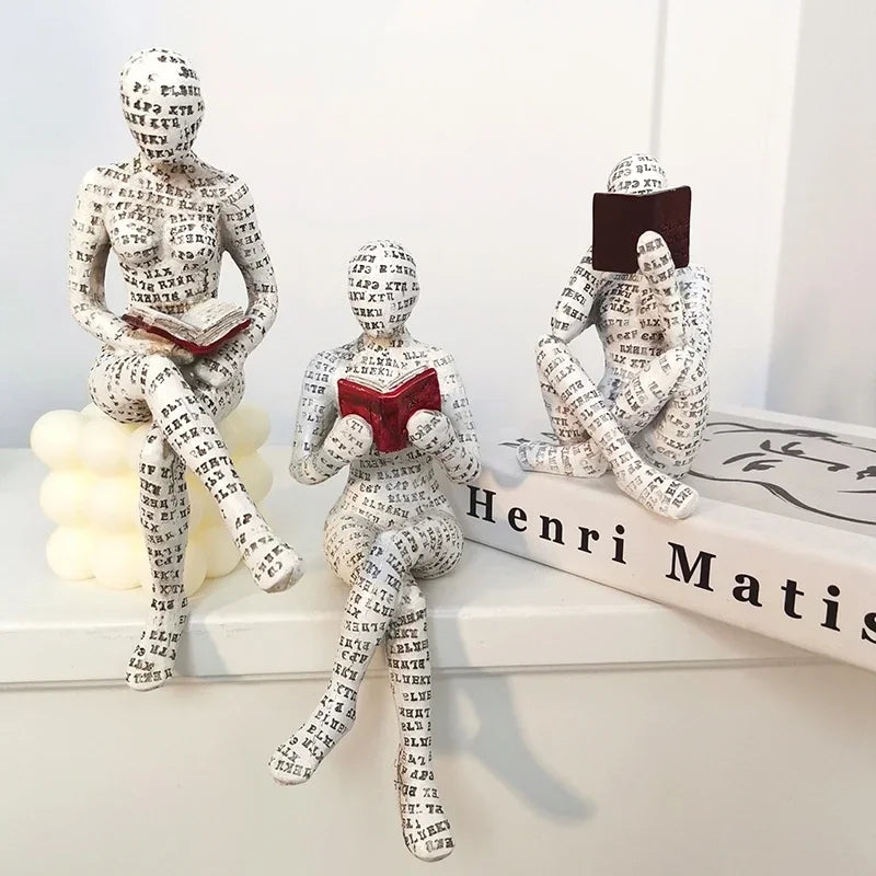 Nordic Modern Reading Woman Statue Nordic Art Thinker Resin Statue