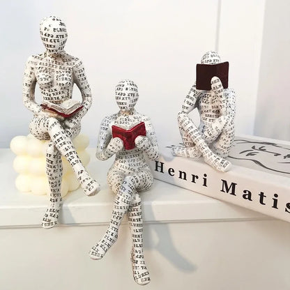 Nordic Modern Reading Woman Statue Nordic Art Thinker Resin Statue