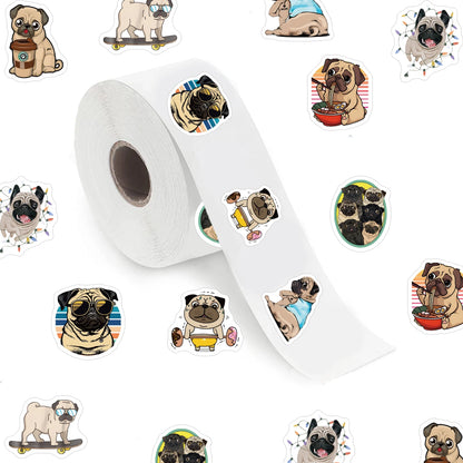 500pcs Pug Pet Animal Cartoon Graffiti Sticker, Aesthetics Decal Self Adhesive