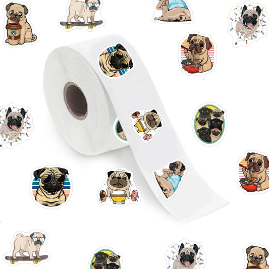 500pcs Pug Pet Animal Cartoon Graffiti Sticker, Aesthetics Decal Self Adhesive