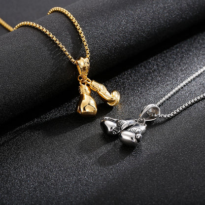 Boxing Glove Pendant Necklace - 304 Stainless Steel -